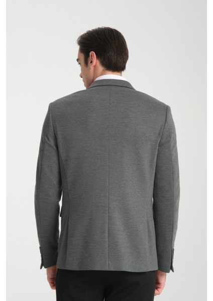 Jasino Erkek Antrasit Pamuklu Likralı Slim Fit Örme Esneyen Mono Yaka Blazer Ceket fırsatları