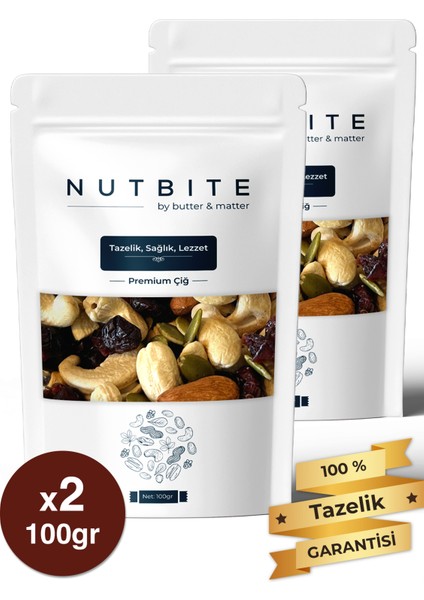 Nutbıte Gurme Mix 200GR - %100 Doğal - Çiğ Kaju, Turna Yemişi, Çiğ Badem, Çiğ Kabak Çekirdeği Içi