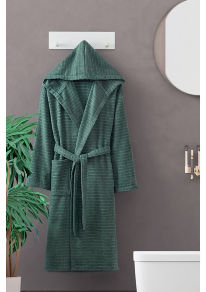 Doğa Yeşil Kapşonlu Bornoz