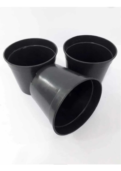Katı Plastik Çiçek Saksısı 5 Adet (14'lük) Üretim Saksısı Siyah