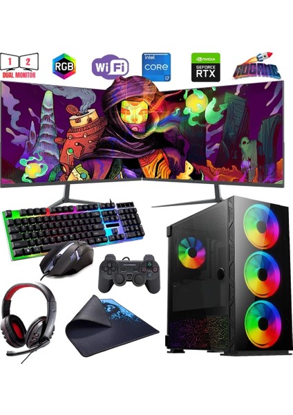 I7 12700F 32GB Ddr4 1tb M2 12GB RTX3060 Çift 24" Mon. Oyun Bilgisayarı (Gaming Set)
