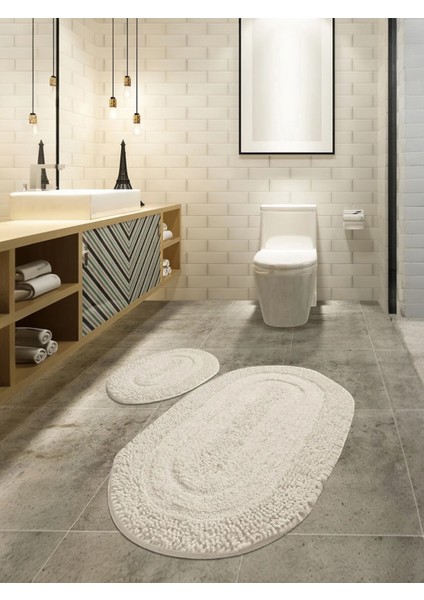 Tafting 2'li Banyo Paspasi Halisi Pelus Hall Klozet Takimi Ebatlar 50.60 - 60.100 fiyatları