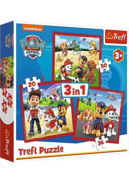 PUZZLE-34867 Paw Patrol 3ın1 Puzzle