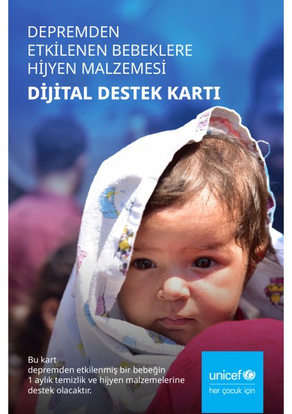 Depremden Etkilenen Bebeklere Hijyen Malzemesi Dijital Destek Kartı