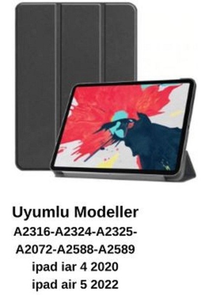Apple iPad Air 5. Nesil 2022 ve 4.nesil 2020 10.9 Inç Için Uyumlu Kılıf Smart Uyku Modlu Kapak