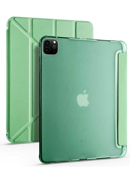 iPad Pro 12.9 İnç 2022 M2 İçin Uyumlu Tablet Kılıfı Tri Folding Kalem Bölmeli Standlı Kapak