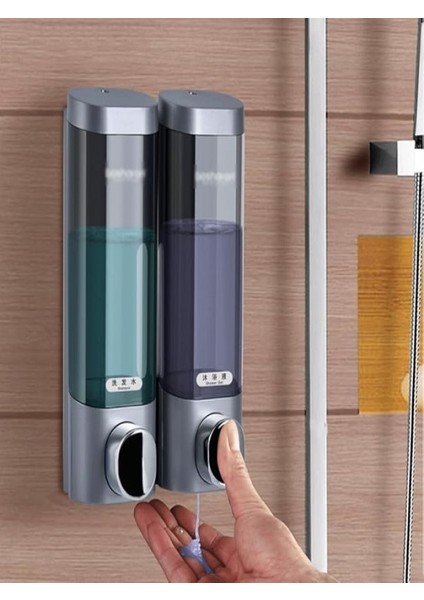 Şampuan Dağıtıcı İkili Duvara Monte (300 ML) Matkapsız Şampuan Duş Sabunluğu Mutfak detarjan dağıtıcı