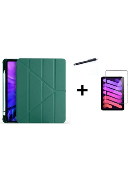 iPad Mini 2021 6. Nesil 8.3 İnç İçin Uyumlu Kalem Bölmeli Kılıf + Ekran Koruyucu Cam + Kalem