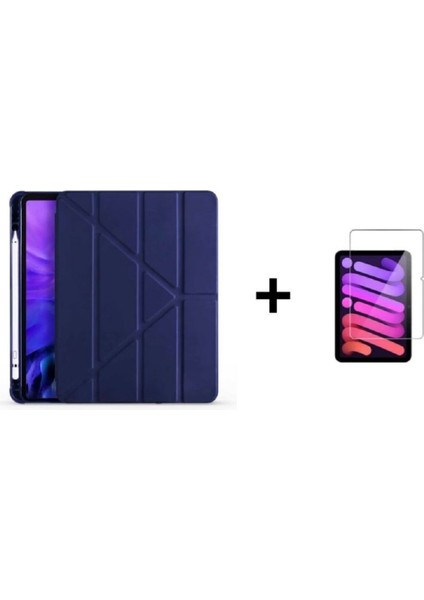 Xiaomi Mi Pad 5 256 GB Için Uyumlu Kalem Bölmeli Standlı Kılıf + Ekran Koruyucu Cam Set