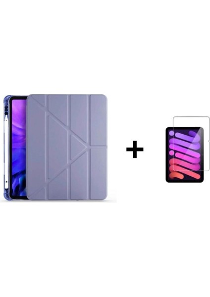 Xiaomi Mi Pad 5 256 GB Için Uyumlu Kalem Bölmeli Standlı Kılıf + Ekran Koruyucu Cam Set