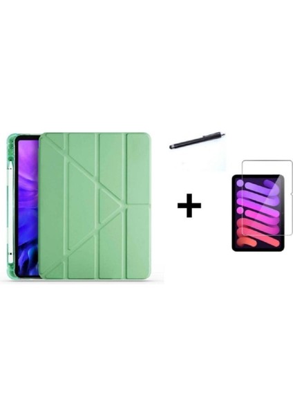 Apple iPad Pro 12.9 2022 5. ve 6. Nesil Için Uyumlu Kalem Bölmeli Kılıf + Ekran Koruyucu Cam + Kalem