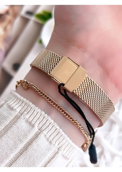 Çelik Kordon Çelik Takı Seti Hediyeli 2 Yıl Garantili Kadın Kol Saati BDK.10084-1 fırsatları