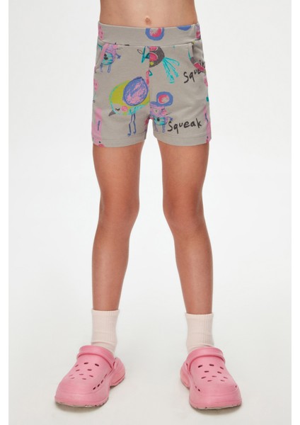 Ay Grisi Chirping Animals Kız Çocuk Desenli Cepli Şort fiyatları