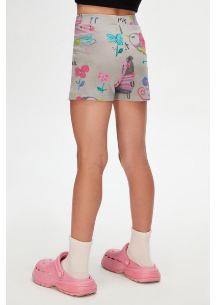 Ay Grisi Chirping Animals Kız Çocuk Desenli Cepli Şort modelleri