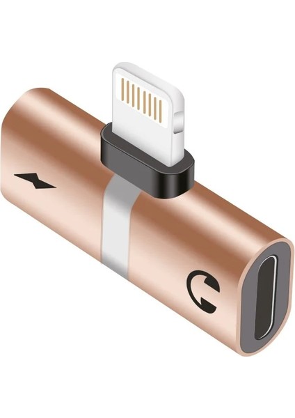 iPhone Uyumlu Lightning 2in1 Şarj Kulaklık Dönüştürücü Adaptör Şarj Çoğaltıcı Splitter