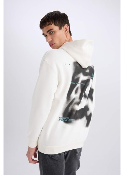 Boxy Fit Kapüşonlu Sırt Baskılı Sweatshirt D8021AX25SP