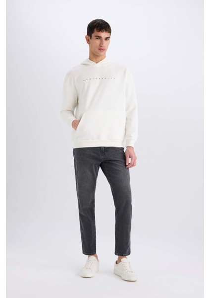 Boxy Fit Kapüşonlu Sırt Baskılı Sweatshirt D8021AX25SP