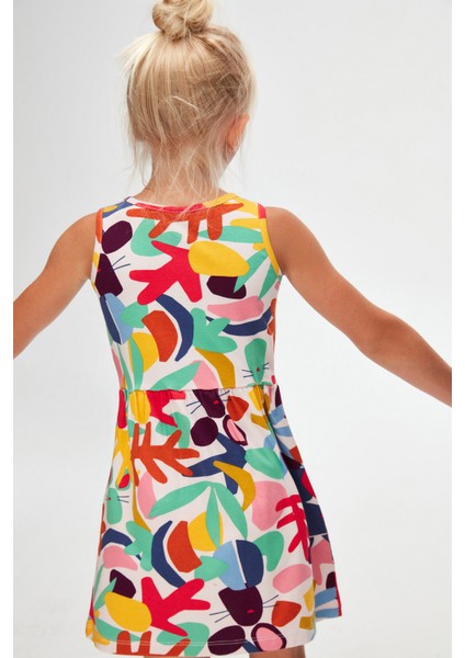 Cutouts Foliage Kız Çocuk Desenli Kolsuz Elbise