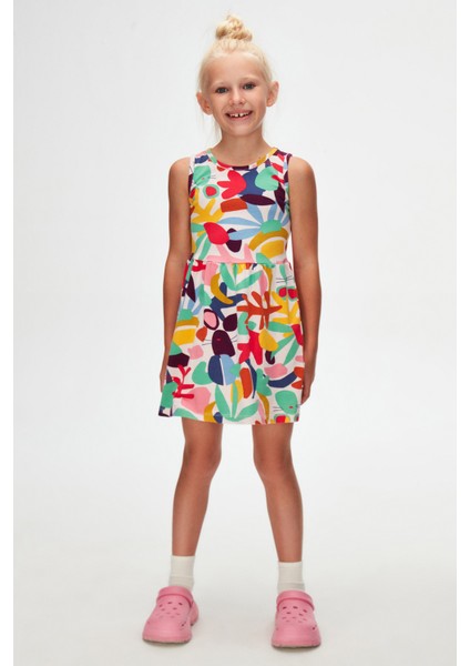 Cutouts Foliage Kız Çocuk Desenli Kolsuz Elbise