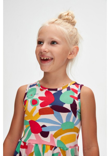 Cutouts Foliage Kız Çocuk Desenli Kolsuz Elbise modelleri