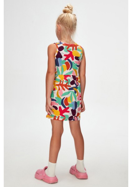 Cutouts Foliage Kız Çocuk Desenli Kolsuz Elbise