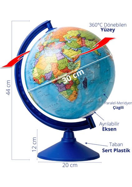 Eco 47404 Işıksız Siyasi Dünya Küresi 30 cm fırsatları
