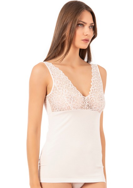 Özkan 25610 Kadın Pamuklu Likralı Dantelli Kalın Askılı Süprem Atlet fırsatları