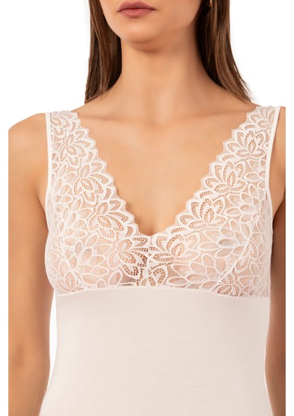 Özkan 25610 Kadın Pamuklu Likralı Dantelli Kalın Askılı Süprem Atlet indirimleri