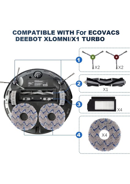Ecovacs Deebot X1 Omni Turbo T10 T20 Omni T20/T20 MAX/T20 Pro Robot Süpürge Ana Yan Fırça Filtresi Paspas Torbaları (Yurt Dışından) fiyatları
