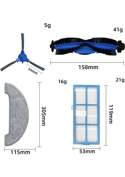 Ultenic D5 Serisi D5S D5S Pro D5S Pro+ Robot Süpürge Yedek Parçaları Ana Yan Fırça Hepa Filtre Paspas Bezi (Yurt Dışından)