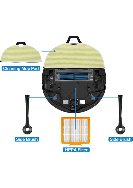 Shark RV2610WA RV2620WA RV2410WD AV2610WA Aı Ultra 2'si 1 Arada Robot Süpürge Parçası Için Yedek Paspas Fırçası Filtre Takımı (Yurt Dışından)