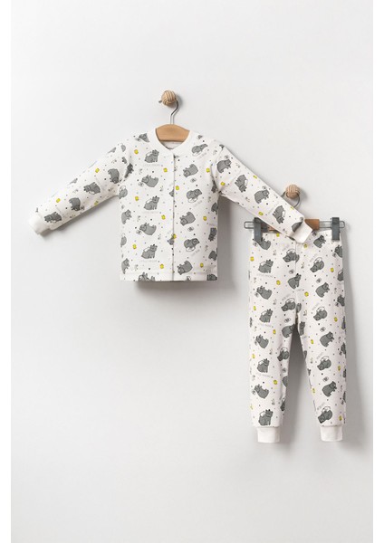 Koala Baskılı Erkek Çocuk Pamuklu Pijama takımı - Beyaz