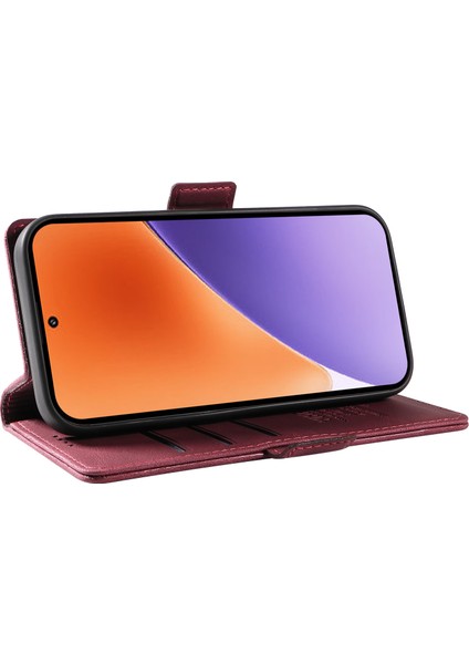 Xiaomi 15 Kılıf Pu Deri Cüzdan Telefon Kapağı Cilt Dokunmatik Duygu-Şarap Kırmızısı Için (Yurt Dışından)