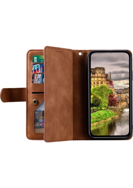 Xiaomi 15 Pro Kılıf Fermuar Cüzdanlı Pu Deri Telefon Kılıfı 9 Kart Yuvaları-Kahverengi (Yurt Dışından)