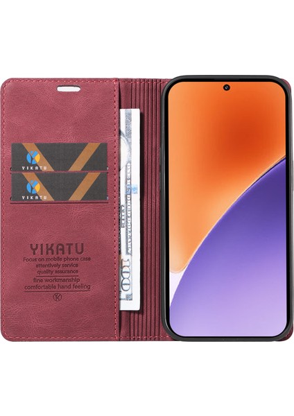 Xiaomi 15 Kılıf Deri Cilt-Dokunmatik Telefon Kapağı Için Manyetik Otomatik Emilmiş-Şarap Kırmızısı (Yurt Dışından) fiyatları