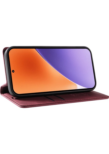 Xiaomi 15 Kılıf Deri Cilt-Dokunmatik Telefon Kapağı Için Manyetik Otomatik Emilmiş-Şarap Kırmızısı (Yurt Dışından) modelleri