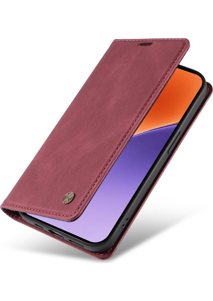 Xiaomi 15 Kılıf Deri Cilt-Dokunmatik Telefon Kapağı Için Manyetik Otomatik Emilmiş-Şarap Kırmızısı (Yurt Dışından) indirimleri