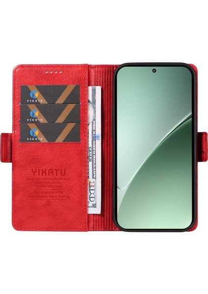 Xiaomi 15 Pro Kılıf Yan Toka Pu Deri Telefon Kapağı Litchi Doku-Kırmızı Için (Yurt Dışından)