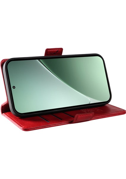 Xiaomi 15 Pro Kılıf Yan Toka Pu Deri Telefon Kapağı Litchi Doku-Kırmızı Için (Yurt Dışından)