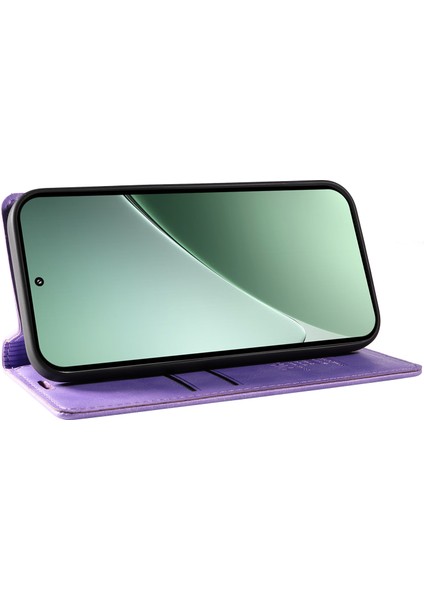 Xiaomi 15 Pro Kılıf Manyetik Kapatma Deri Telefon Kapağı Litchi Doku-Mor Için (Yurt Dışından)