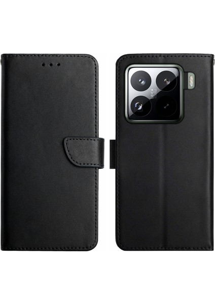Xiaomi 15 Pro Telefon Kılıfı Orijinal Inek Nappa Doku-Siyah (Yurt Dışından)