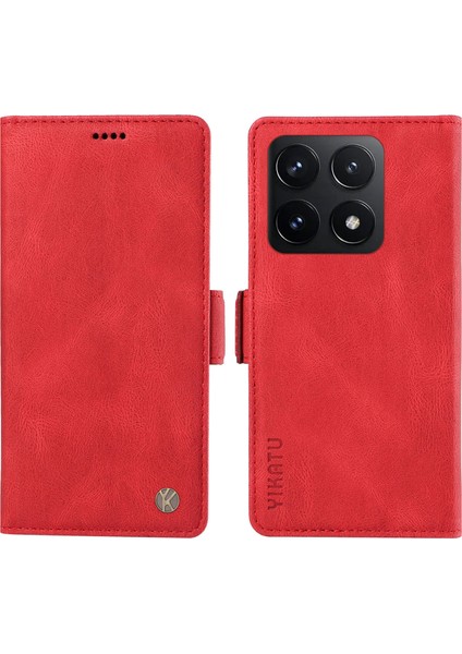 Xiaomi 14T Kılıf Pu Deri Cüzdan Telefon Kapağı Cilt Dokunmatik Duygu-Kırmızı Için (Yurt Dışından)