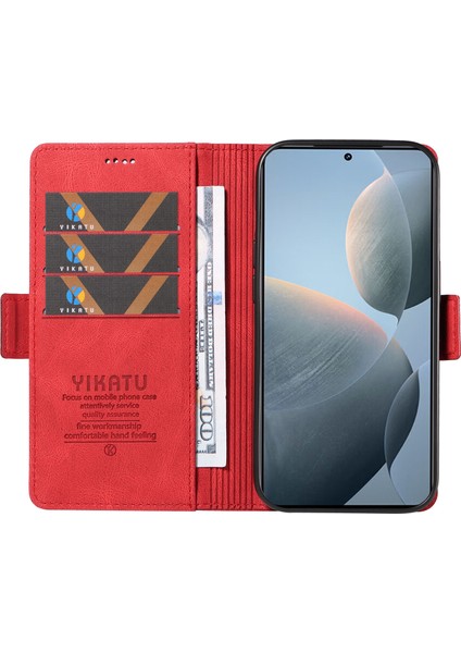 Xiaomi 14T Kılıf Pu Deri Cüzdan Telefon Kapağı Cilt Dokunmatik Duygu-Kırmızı Için (Yurt Dışından) fiyatları