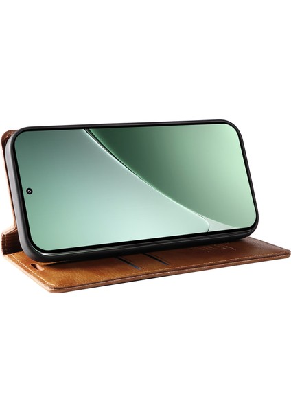 Xiaomi 15 Pro Kılıf Manyetik Kapatma Deri Telefon Kapağı Litchi Doku-Kahverengi (Yurt Dışından)