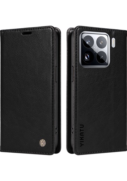 Xiaomi 15 Pro Kılıf Manyetik Kapatma Deri Telefon Kapağı Litchi Doku-Siyah Için (Yurt Dışından)