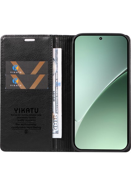 Xiaomi 15 Pro Kılıf Manyetik Kapatma Deri Telefon Kapağı Litchi Doku-Siyah Için (Yurt Dışından)
