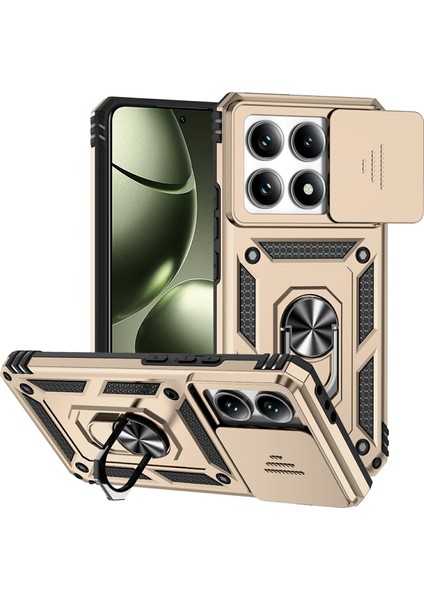 Xiaomi 14T Kılıf Pc + Tpu Telefon Kapağı Lens Için Ultimate Koruma Standı-Altın (Yurt Dışından)