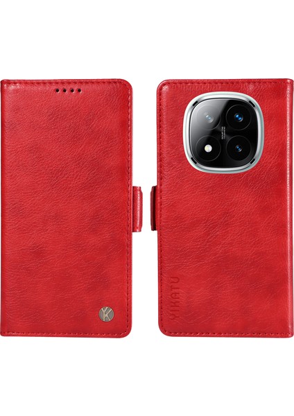 Xiaomi Redmi Note 14 Pro 5g/14 Pro+ 5g Kılıf Yan Toka Pu Deri Telefon Kapağı Litchi Doku-Kırmızı Için (Yurt Dışından)