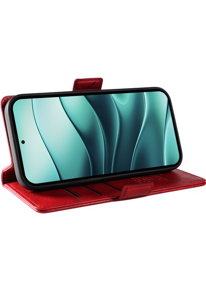 Xiaomi Redmi Note 14 Pro 5g/14 Pro+ 5g Kılıf Yan Toka Pu Deri Telefon Kapağı Litchi Doku-Kırmızı Için (Yurt Dışından)