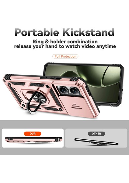 Xiaomi 14T Kılıf Pc + Tpu Telefon Kapak Lensi Için Ultimate Koruma Standı-Gül Altın (Yurt Dışından) modelleri
